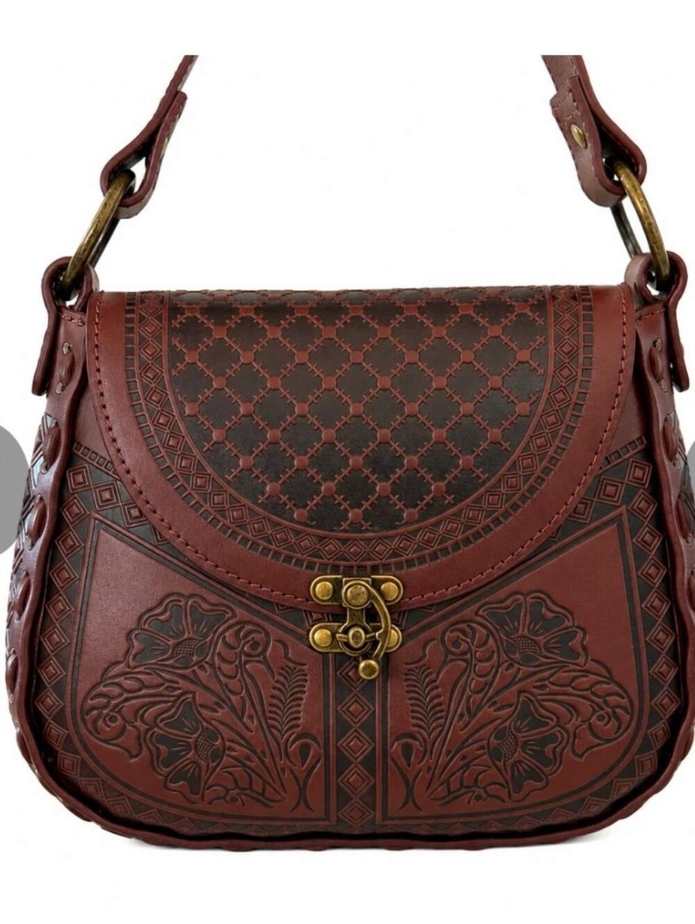 Alma Mia Tooled Leather Hand  Craftsman Made Crossbody Handbag Spanish Mexican